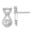Sterling Silver Rhodium-plated CZ Cat Post Earrings