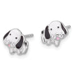 SS Rhodium-plated Black and White Enamel Dog Post Earrings
