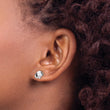 SS Rhodium-plated Black and White Enamel Dog Post Earrings