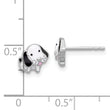 SS Rhodium-plated Black and White Enamel Dog Post Earrings