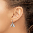 Sterling Silver Rhodium-Plated Polished Bicycle Dangle Earrings