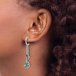 Sterling Silver Rhodium-plated Green CZ Clover Heart Post Hoop Earrings - Birthstone Company