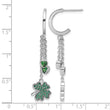 Sterling Silver Rhodium-plated Green CZ Clover Heart Post Hoop Earrings - Birthstone Company