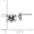 Sterling Silver Rhodium-plated Antiqued Skull and Crossbones Post Earrings
