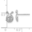 Sterling Silver Flash Platinum-plated CZ Ladybug Post Earrings