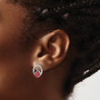 Sterling Silver Rhodium-plated Enameled Ladybug on Ring Post Earrings