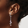 Sterling Silver Rhodium-plated Pink CZ Flamingo Heart Post Hoop Earrings - Birthstone Company