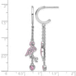 Sterling Silver Rhodium-plated Pink CZ Flamingo Heart Post Hoop Earrings - Birthstone Company