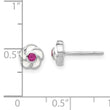 Sterling Silver Rhodium-plated Madi K Enamel Pink CZ Flower Post Earrings