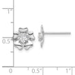 Sterling Silver Rhodium-plated CZ Flower Post Earrings