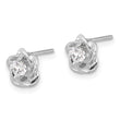 Sterling Silver Rhodium-plated CZ Flower Post Earrings