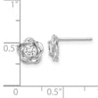 Sterling Silver Rhodium-plated CZ Flower Post Earrings