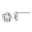 Sterling Silver Rhodium-plated CZ Flower Post Earrings