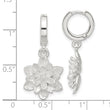 Sterling Silver Lotus Flower Dangle Hinged Hoop Earrings