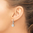 Sterling Silver Satin Polished and D/C Floral Leverback Earrings - Birthstone Company