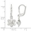 Sterling Silver Satin Polished and D/C Floral Leverback Earrings - Birthstone Company