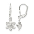 Sterling Silver Satin Polished and D/C Floral Leverback Earrings - Birthstone Company