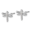 Sterling Silver Rhodium-plated CZ Dragonfly Post Earrings