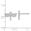 Sterling Silver Rhodium-plated CZ Dragonfly Post Earrings