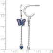 Sterling Silver Rhodium-plated Blue CZ Butterfly Heart Post Hoop Earrings - Birthstone Company