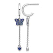 Sterling Silver Rhodium-plated Blue CZ Butterfly Heart Post Hoop Earrings - Birthstone Company