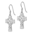 Sterling Silver Rhod-Plated Polished Dangle Celtic Cross Design Earrings