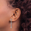 Sterling Silver RH-plated Polished & Textured Cross Post Dangle Earrings