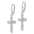 Sterling Silver Polished CZ Infinity Cross Leverback Dangle Earrings - Birthstone Company