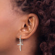 Sterling Silver & Rose-tone Polished CZ Heart Cross Dangle Earrings - Birthstone Company