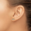 Sterling Silver Gold-tone CZ & Synthetic Blue Spinel Evil Eye Post Earrings