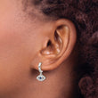 Sterling Silver E-Coating Blue & White CZ Evil Eye Dangle Hoop Earrings - Birthstone Company