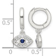 Sterling Silver E-Coating Blue & White CZ Evil Eye Dangle Hoop Earrings - Birthstone Company