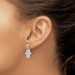 Sterling Silver RH-pltd Blue/White CZ Evil Eye Hamsa Post Dangle Earrings - Birthstone Company