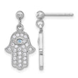 Sterling Silver RH-pltd Blue/White CZ Evil Eye Hamsa Post Dangle Earrings - Birthstone Company