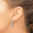 Sterling Silver Polished CZ Dangle Cross Post C-Hoop Earrings - Birthstone Company