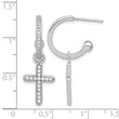 Sterling Silver Polished CZ Dangle Cross Post C-Hoop Earrings - Birthstone Company