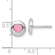 Sterling Silver Rhodium-plated Pink Enameled Heart Circle Children's Post Earrings