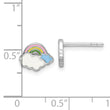 Sterling Silver Rhodium-plated Multicolor Enameled Rainbow & Clouds Children's Post Earrings