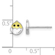 Sterling Silver Rhodium-plated Enamel Chick in Egg Children's Post Earrings