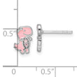 Sterling Silver RH-pltd Pink CZ & Enamel Dinosaur Children's Post Earrings