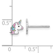 Sterling Silver Rhodium-plated Enameled Unicorn Children's Post Earrings