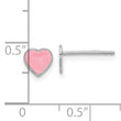 Sterling Silver Rhodium-plated Pink Enamel Heart Children's Post Earrings