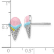 Sterling Silver Rhodium-plated Polished Multi-color Enamel Ice Cream Cone Children's Post Earrings