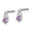 Sterling Silver Rhodium-plated .2AM Amethyst Post Earrings - Birthstone Company