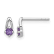 Sterling Silver Rhodium-plated .2AM Amethyst Post Earrings - Birthstone Company