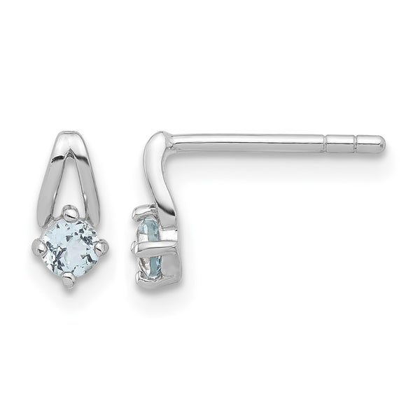 Sterling Silver Rhodium-plated .26BT Blue Topaz Post Earrings - Birthstone Company