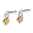 Sterling Silver Rhodium-plated .2CI Citrine Post Earrings