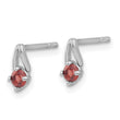 Sterling Silver Rhodium-plated .28GA Garnet Post Earrings - Birthstone Company