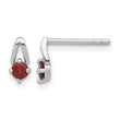 Sterling Silver Rhodium-plated .28GA Garnet Post Earrings - Birthstone Company