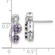 Sterling Silver Rhodium-plated Amethyst and CZ Swirl Post Earrings